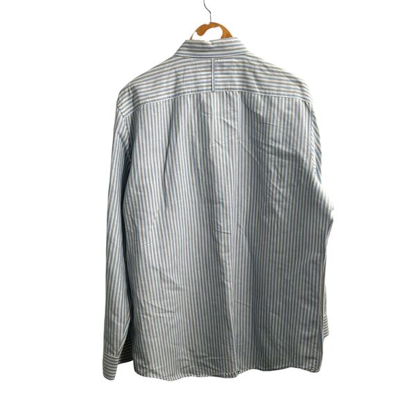 Banana Republic Linen & Cotton Mens Blue / Neutral 17-17 1/2 Casual Shirt XL - Picture 2 of 9